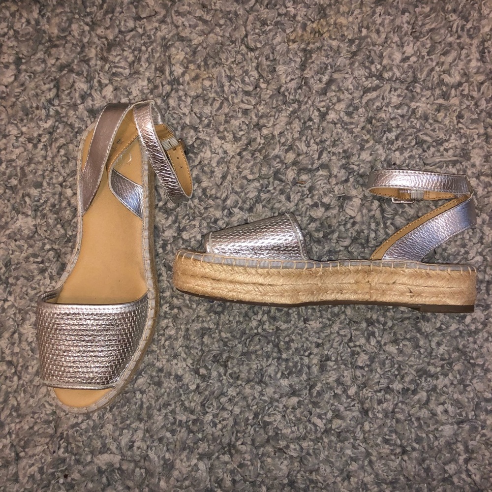 Platform espadrille sandals in silver!!